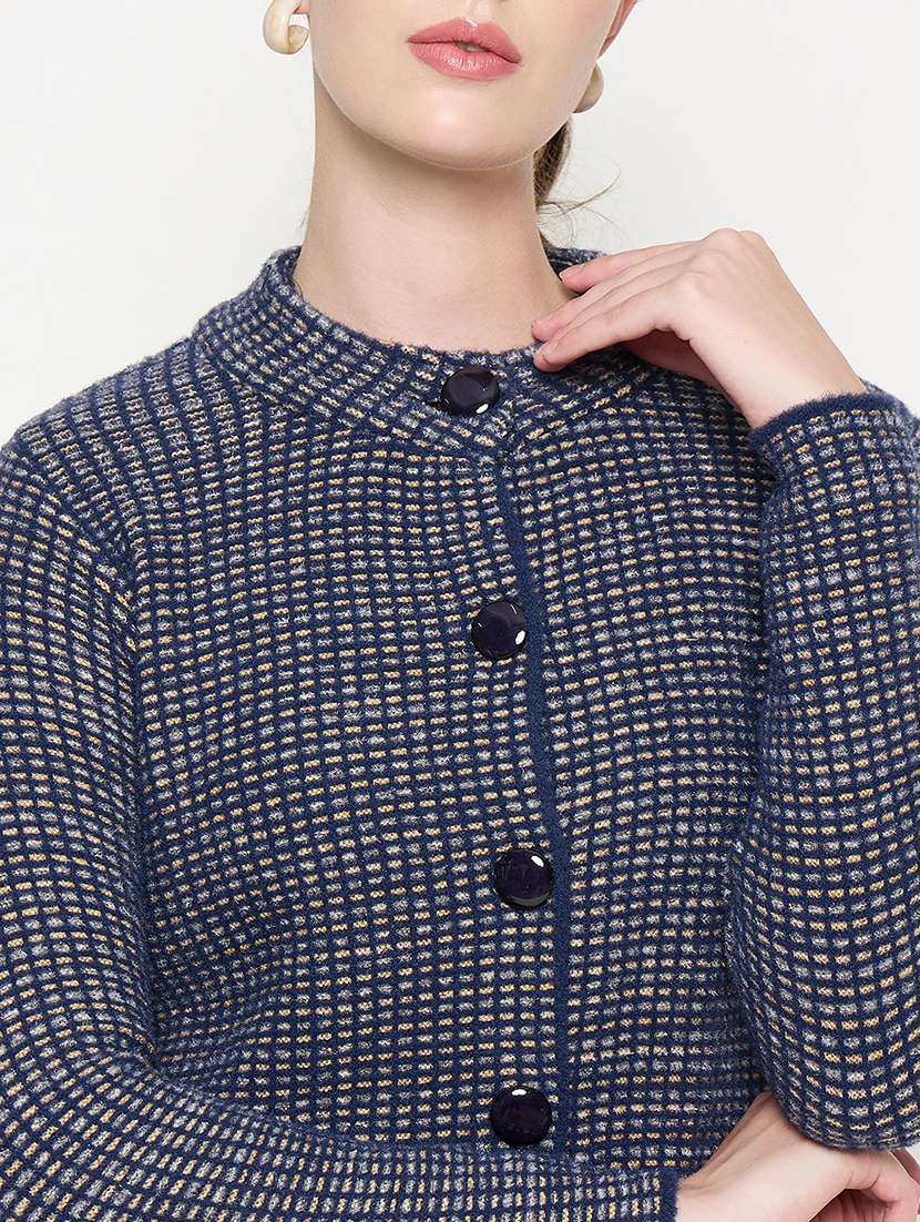 women self designed long sleeve cardigan - 22264375 -  Standard Image - 3