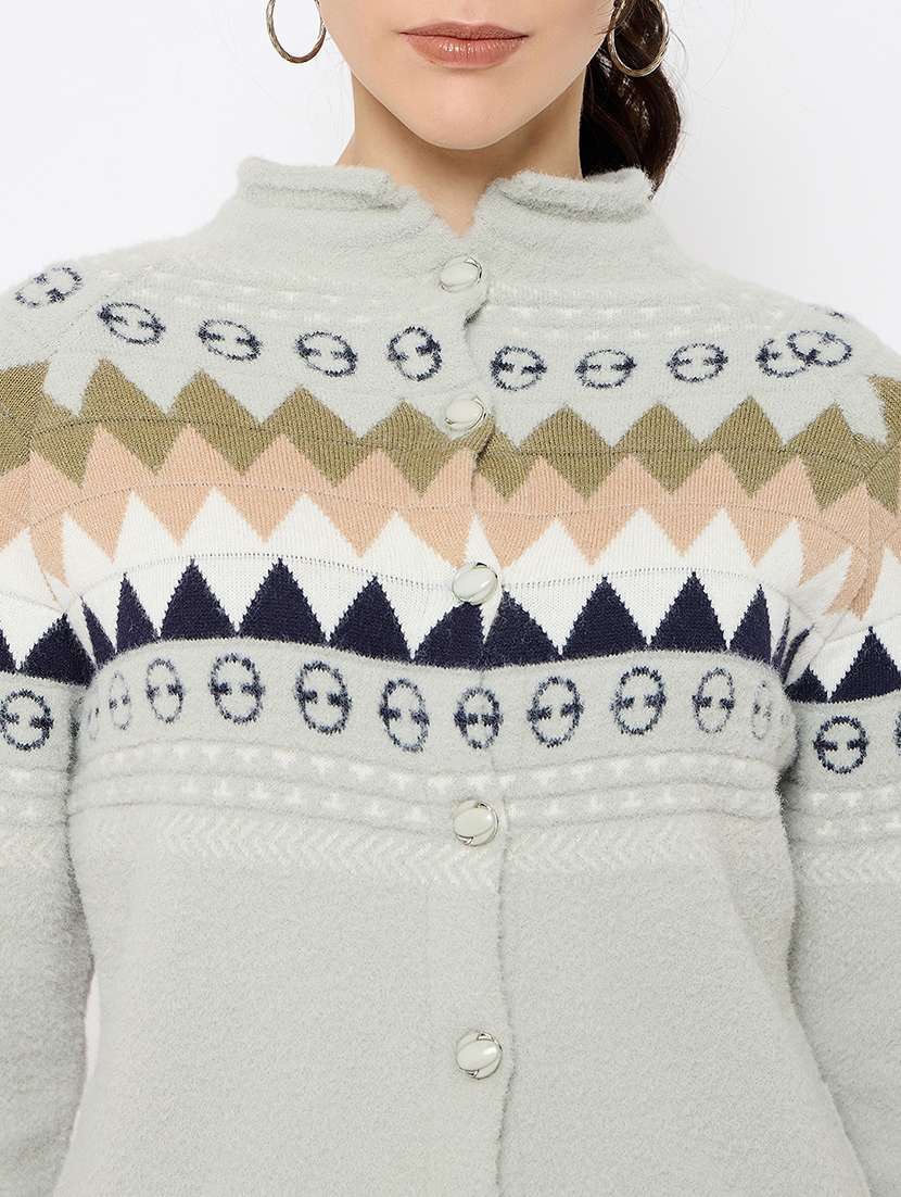 women self designed long sleeve cardigan - 22264376 -  Standard Image - 3