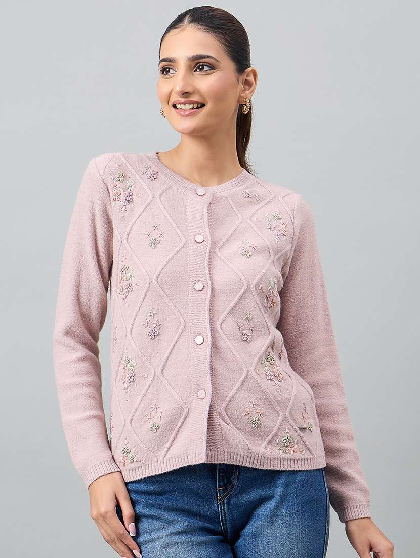 women self designed long sleeve cardigan