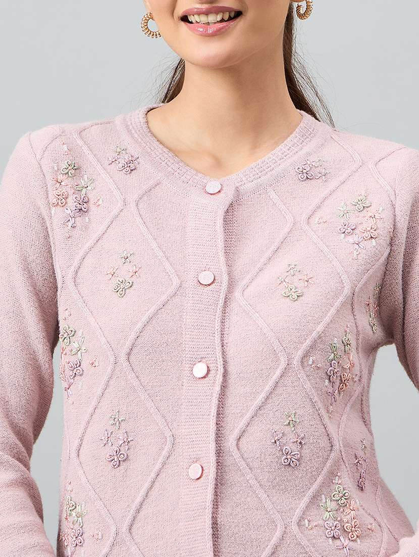 women self designed long sleeve cardigan - 22264396 -  Standard Image - 3