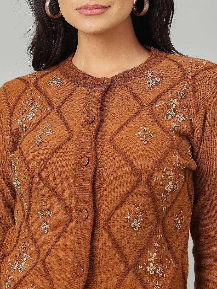 women self designed long sleeve cardigan - 22264397 -  Standard Image - 3