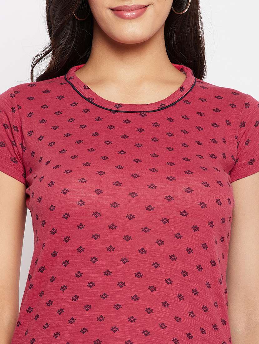 women printed short sleeve regular top - 22264409 -  Standard Image - 3