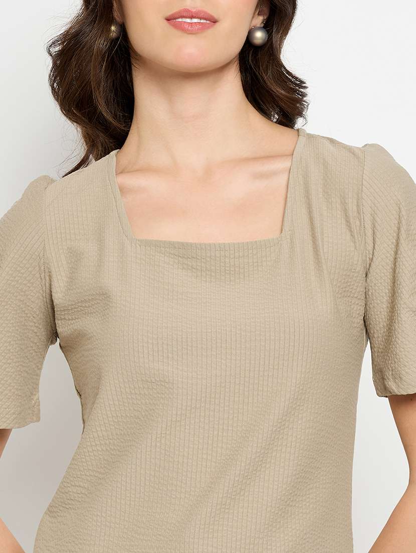 women solid puff sleeve regular top - 22264411 -  Standard Image - 3