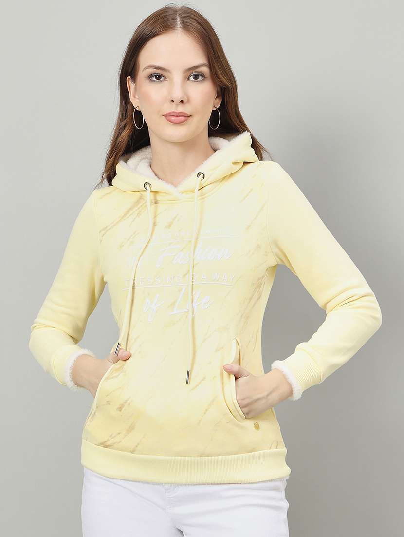 women printed long sleeve hooded sweatshirt