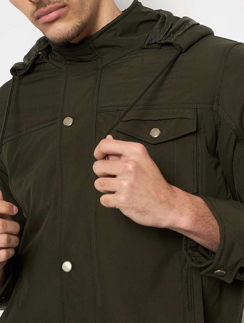 men solid long sleeve hooded puffer jacket - 22264439 -  Standard Image - 3