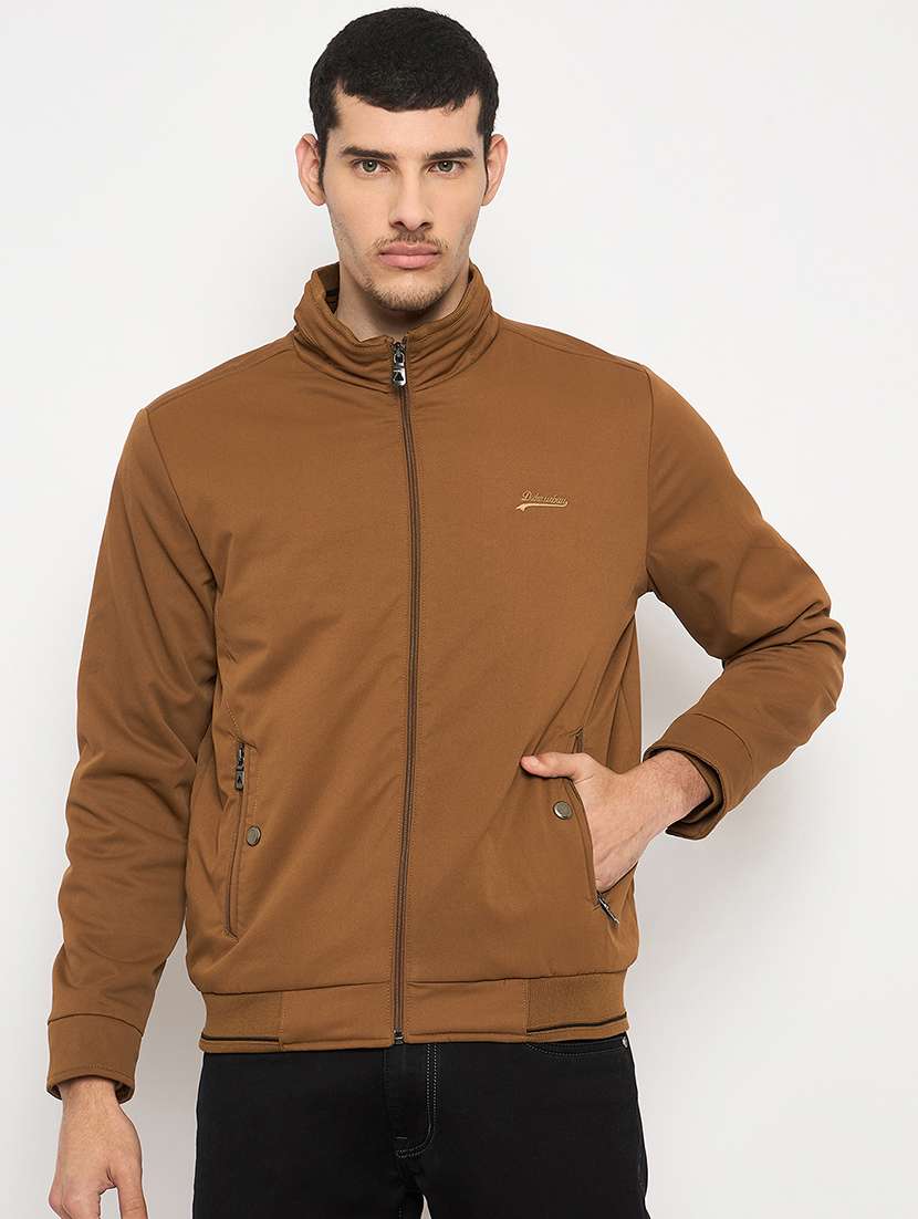 men solid long sleeve bomber jacket