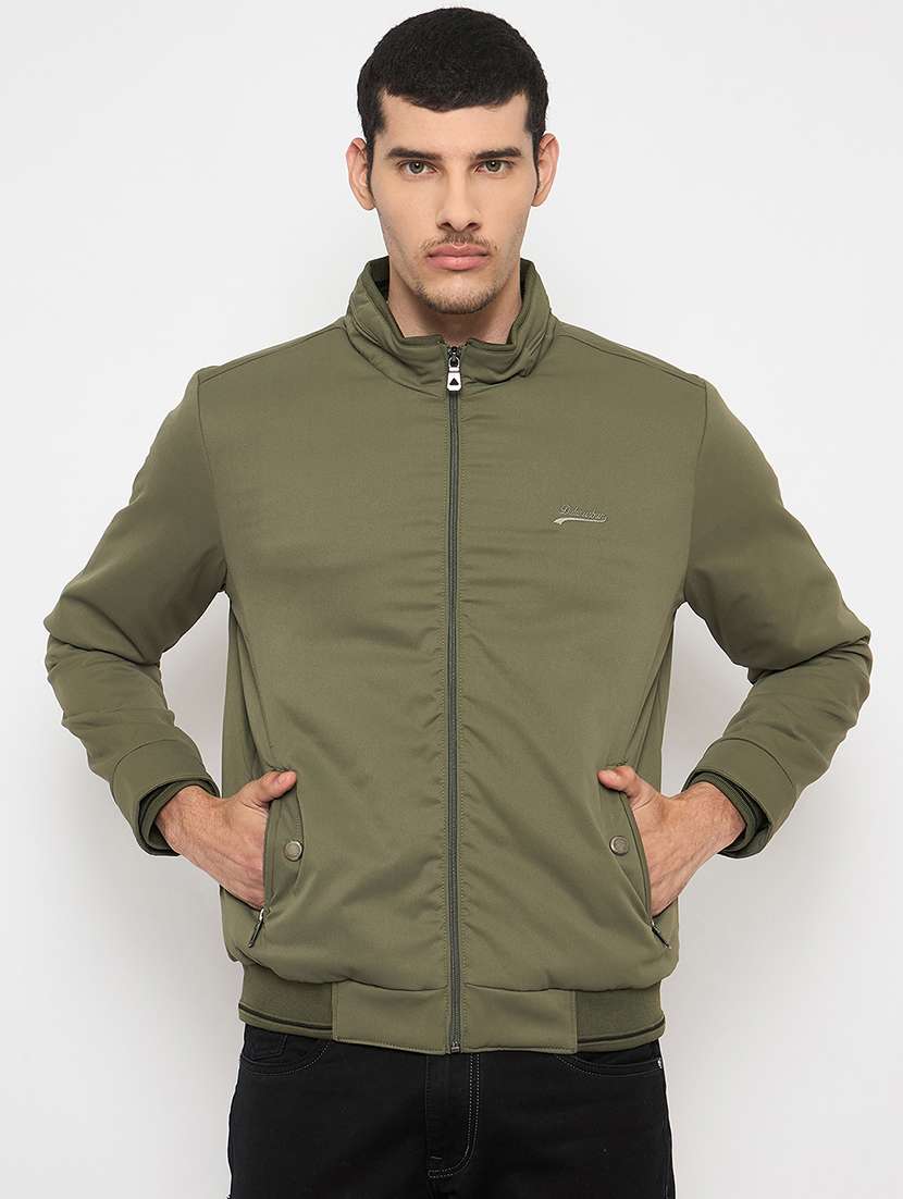 men solid long sleeve puffer jacket