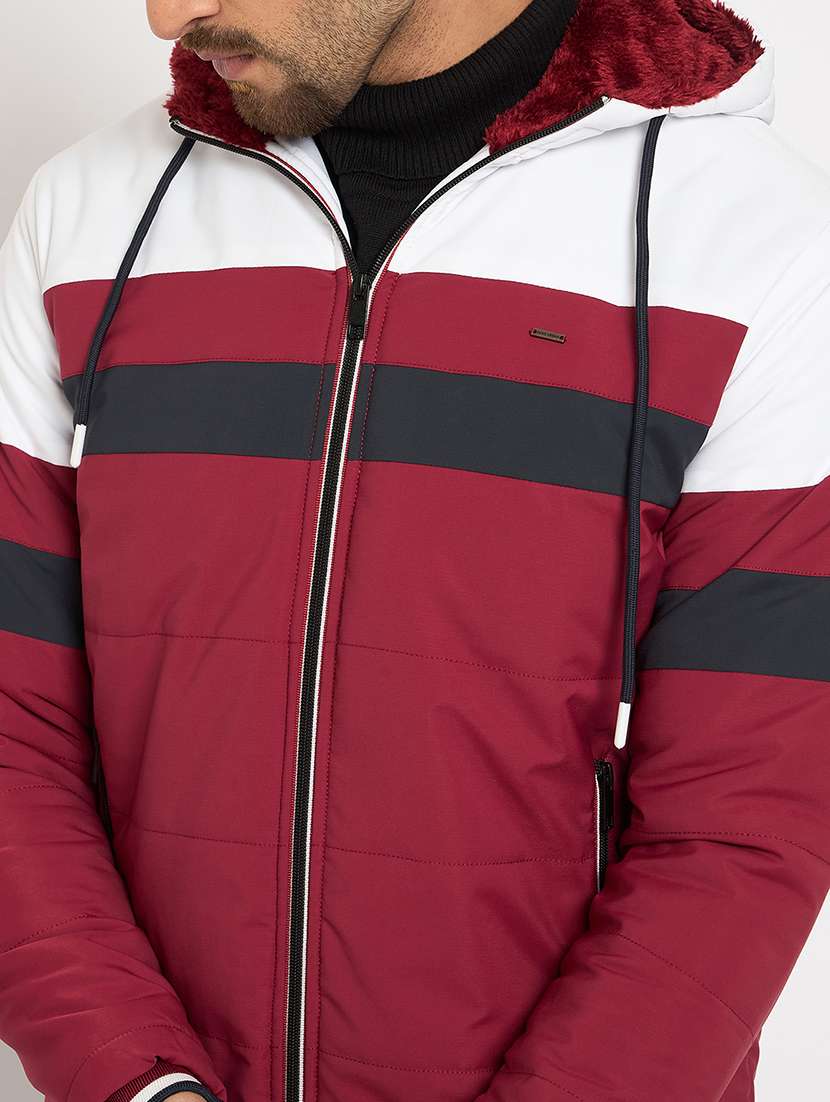 men color blocked hooded long sleeve puffer jacket - 22264444 -  Standard Image - 3