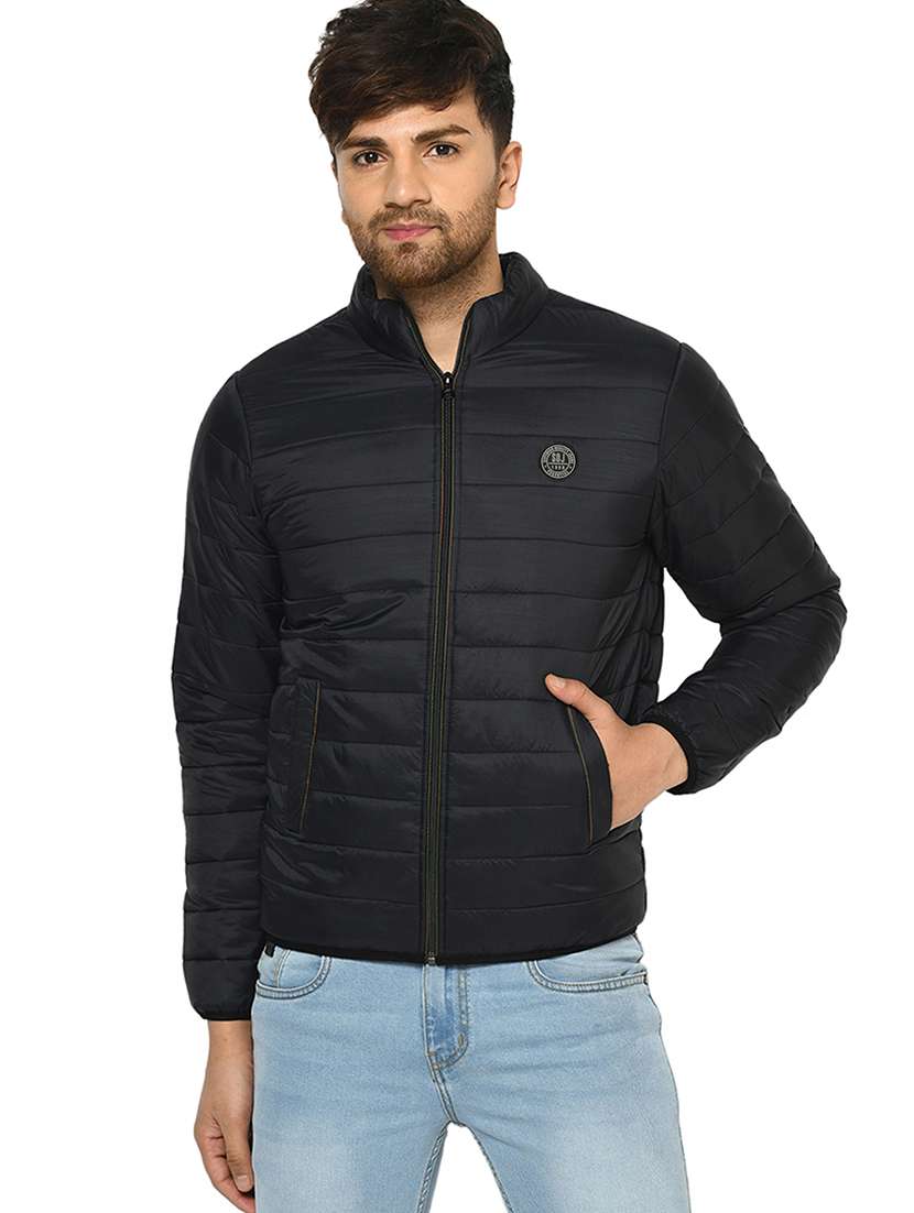 men solid long sleeve puffer jacket