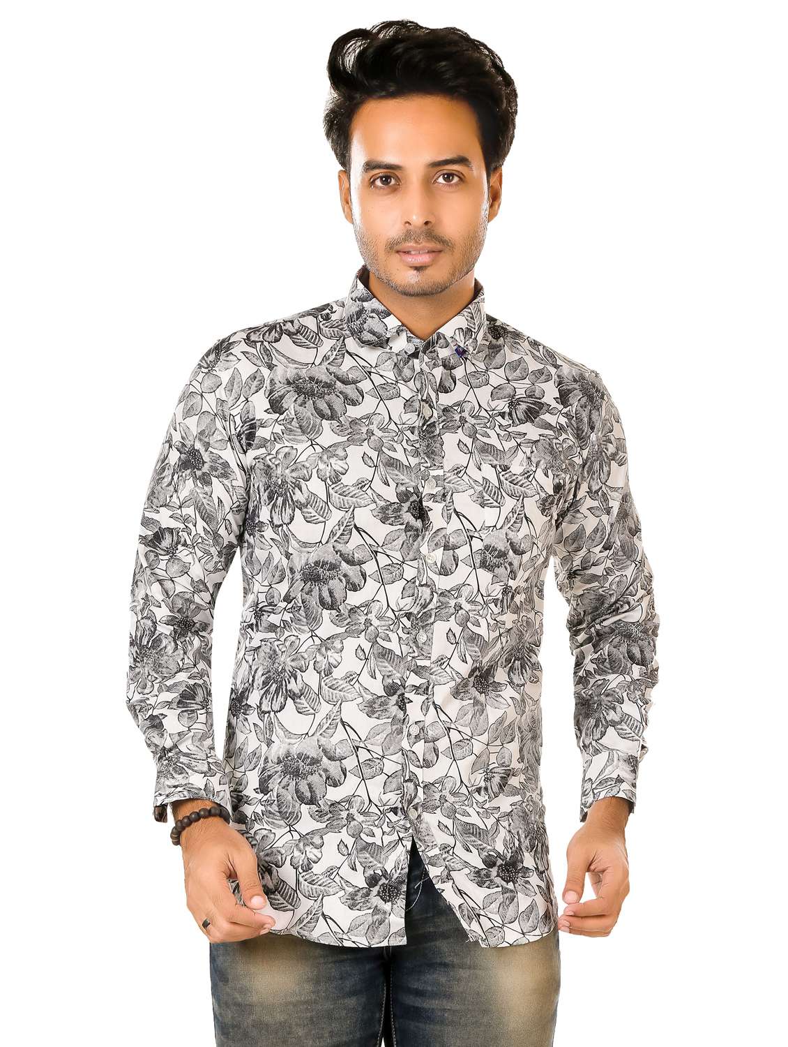 men floral long sleeve regualr fit casual shirt