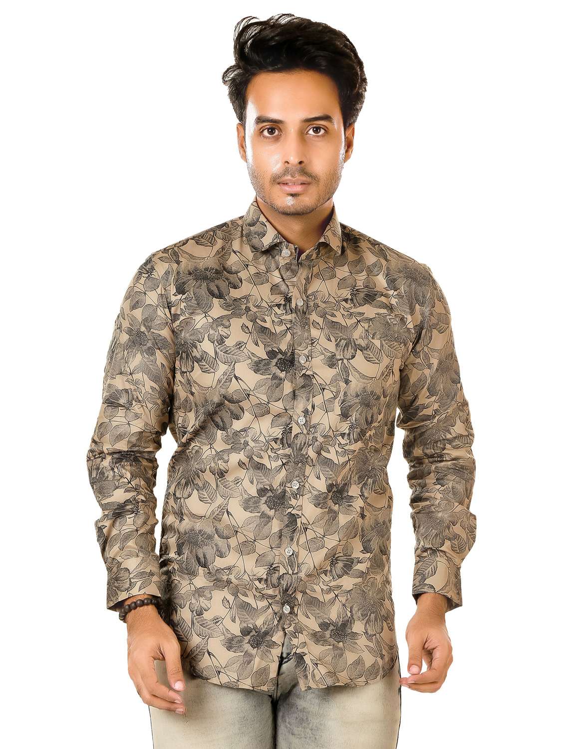 men floral long sleeve regualr fit casual shirt