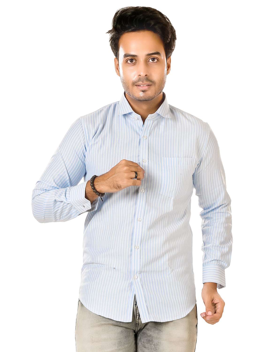 men striped long sleeve regualr fit casual shirt