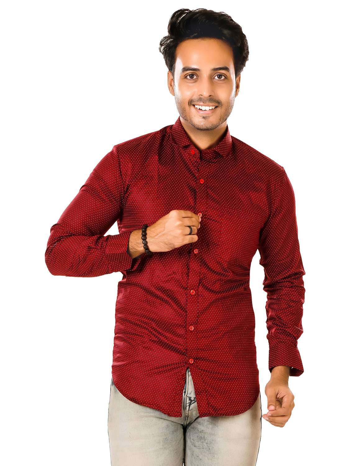 men printed long sleeve regualr fit casual shirt