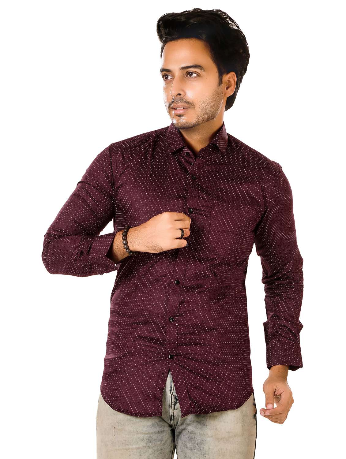 men printed long sleeve regualr fit casual shirt