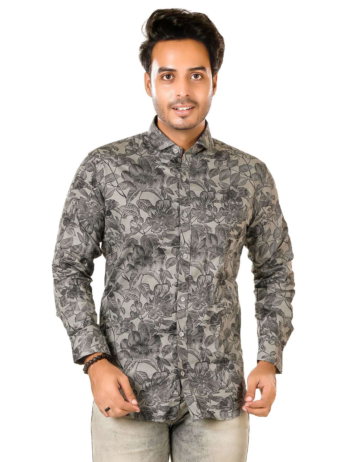men floral long sleeve regualr fit casual shirt