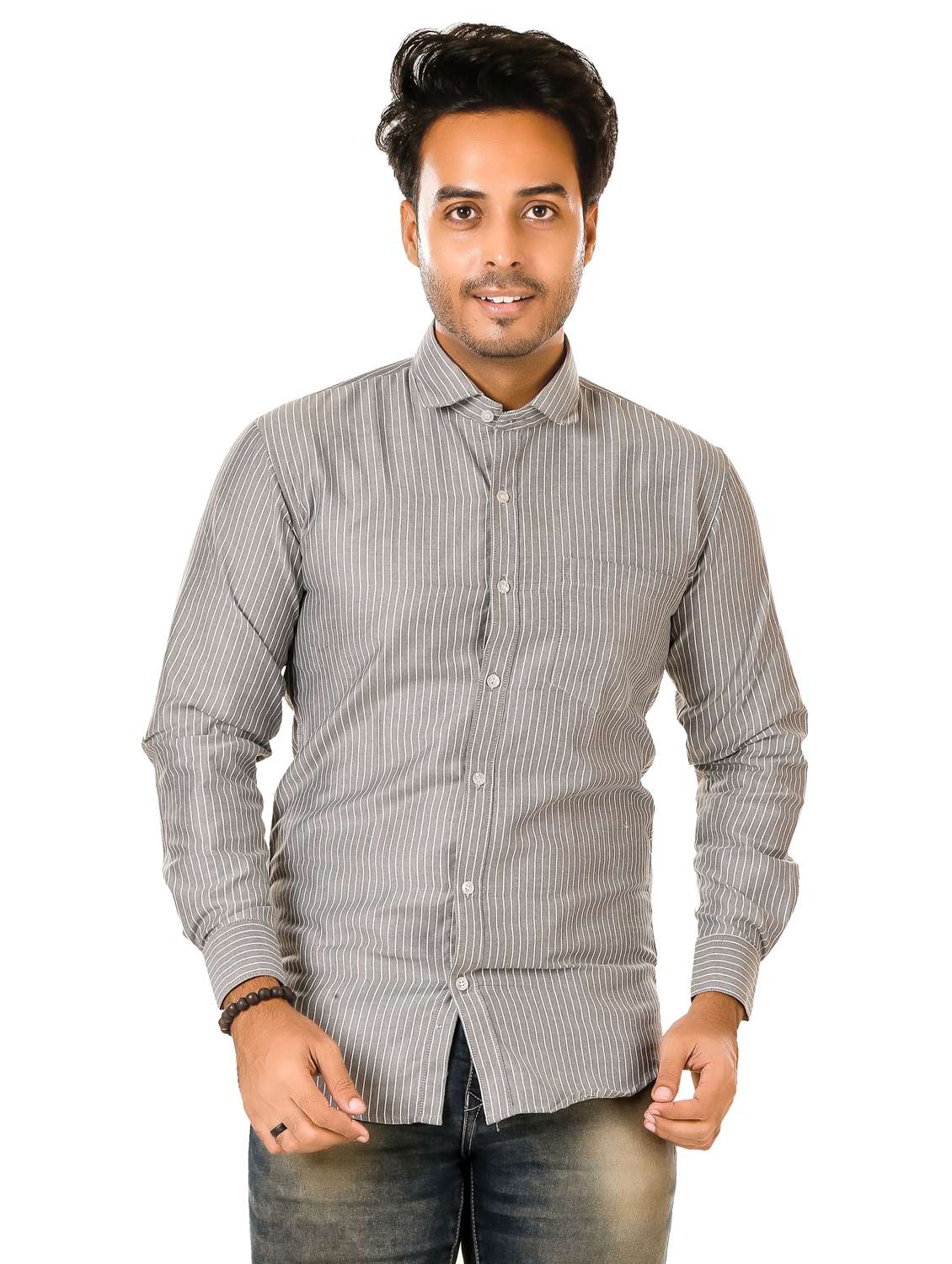 men striped long sleeve regualr fit casual shirt