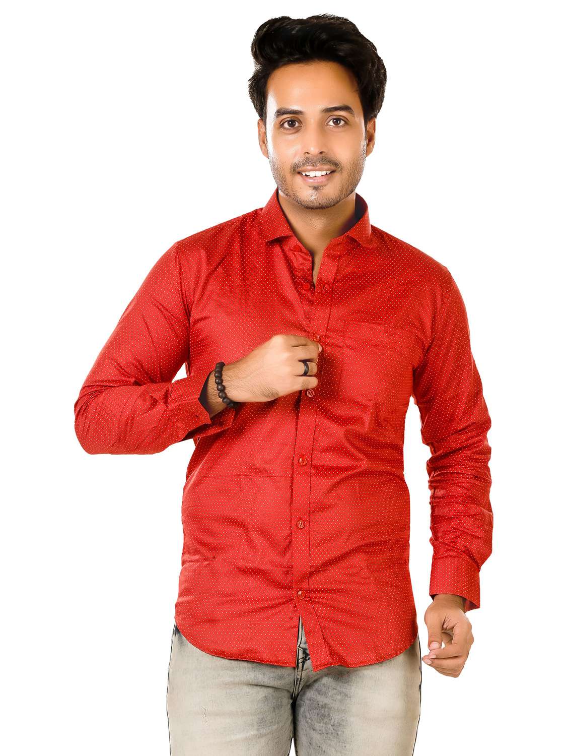 men printed long sleeve regualr fit casual shirt