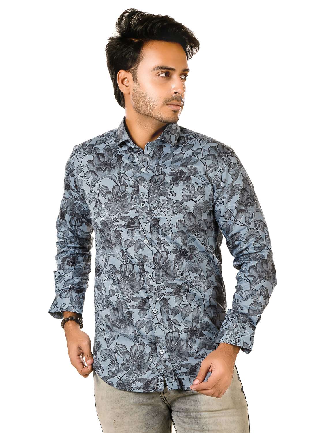 men floral long sleeve regualr fit casual shirt