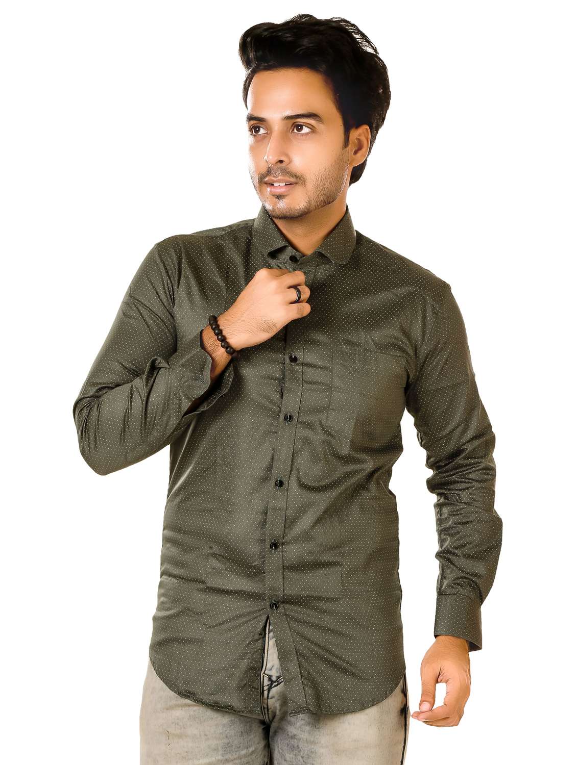 men printed long sleeve regualr fit casual shirt