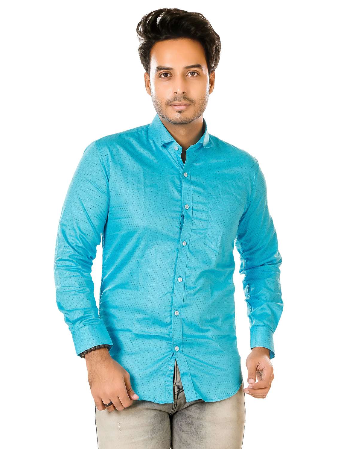 men printed long sleeve regualr fit casual shirt