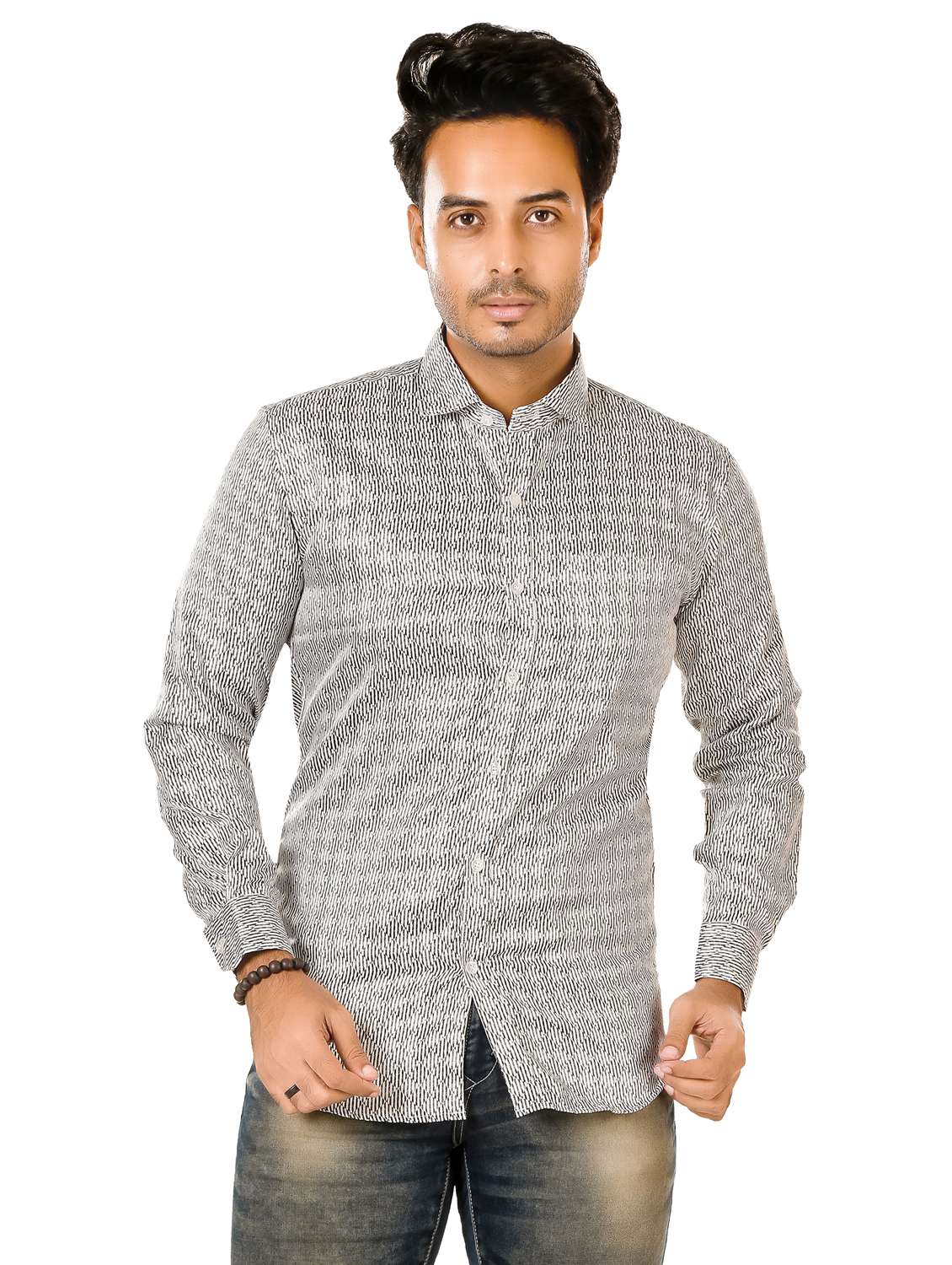 men printed long sleeve regualr fit casual shirt