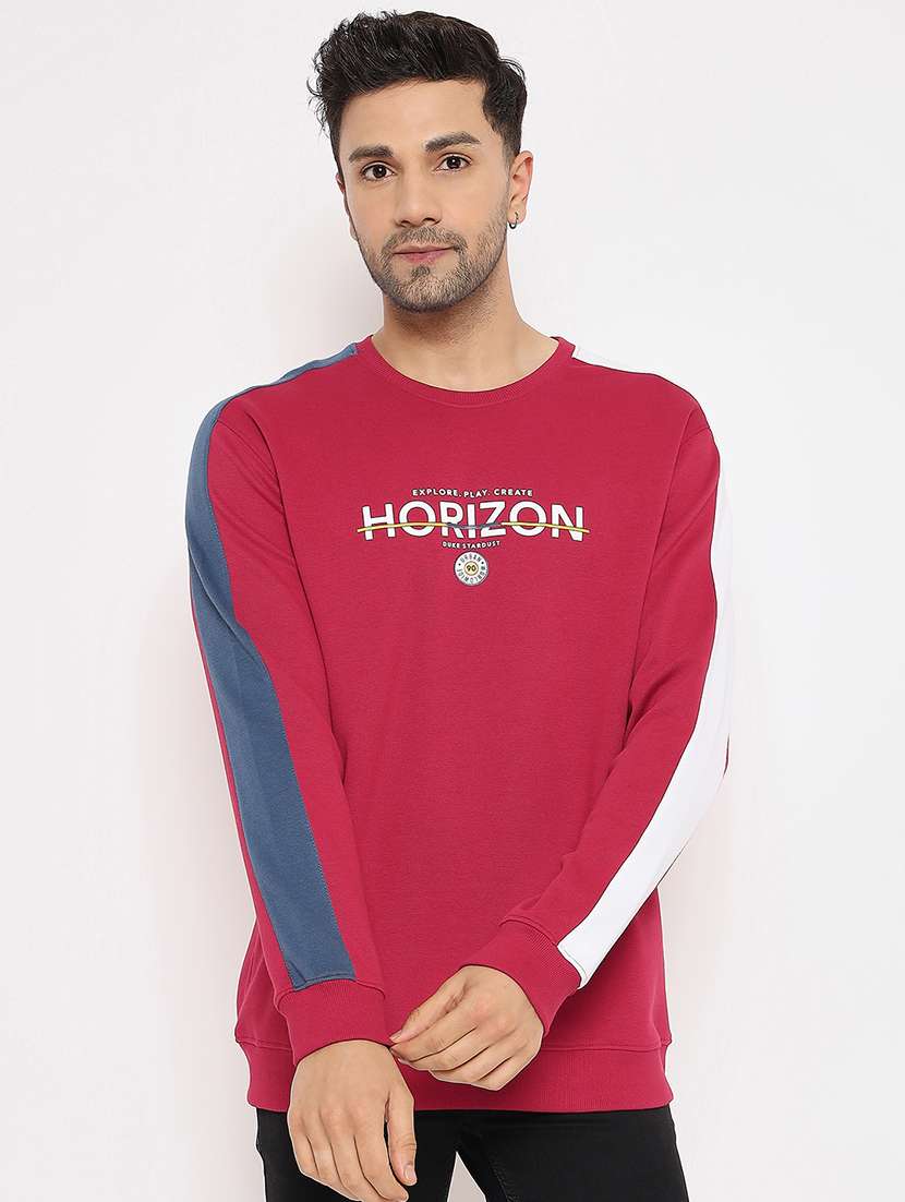 men printed round neck long sleeve sweatshirt