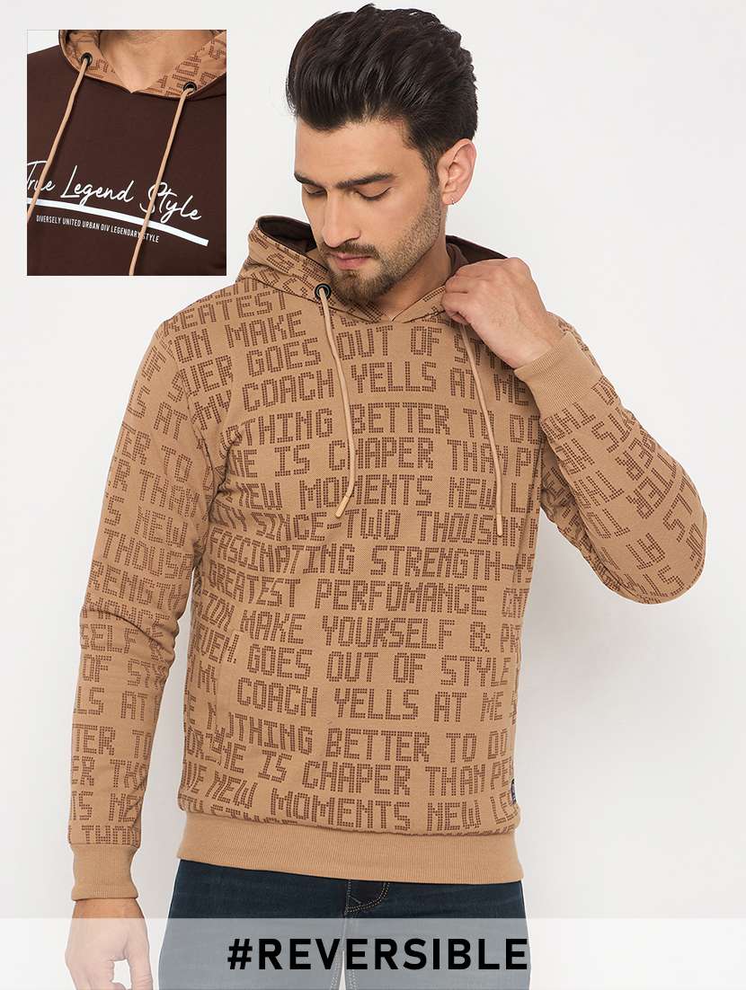 men printed long sleeve reversible sweatshirt