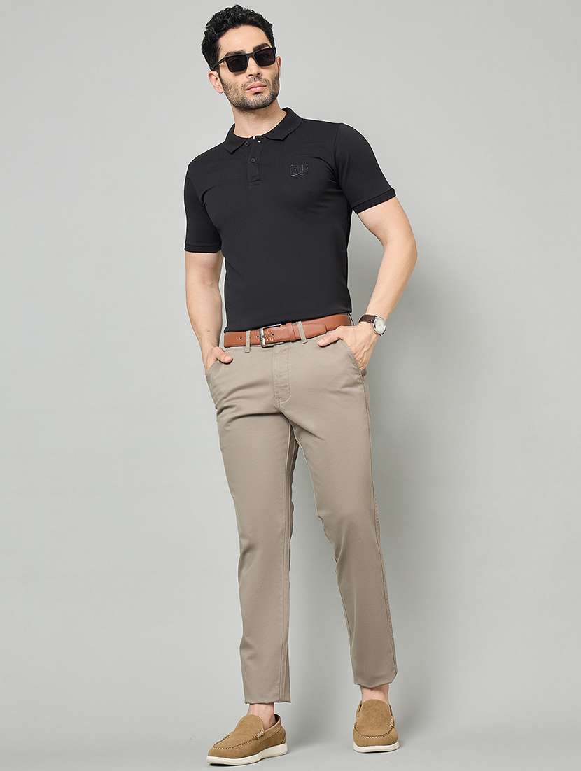 men solid mid rise chinos casual trouser - 22264570 -  Standard Image - 3