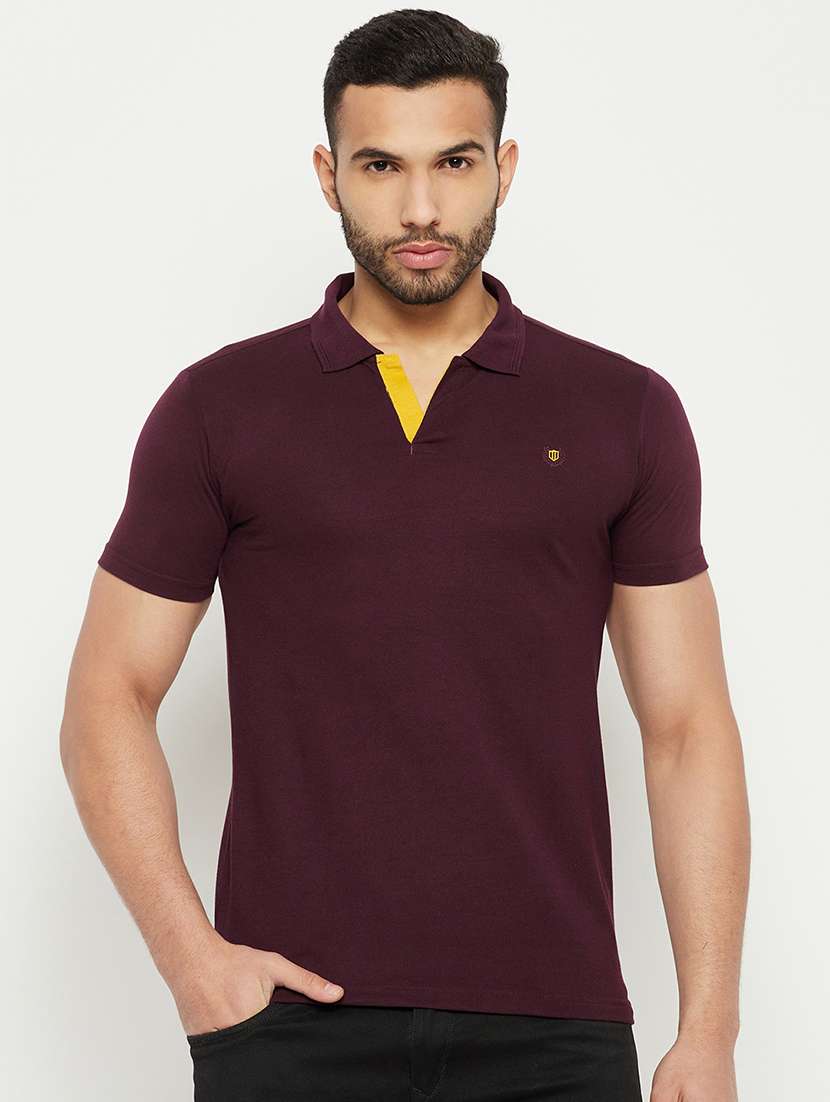men solid short sleeve slim fit polo t-shirt