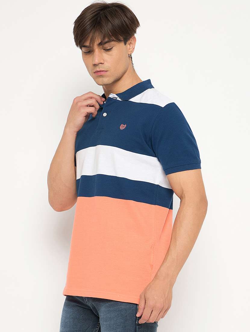 men colro blocked short sleeve polo t-shirt - 22264581 -  Standard Image - 3