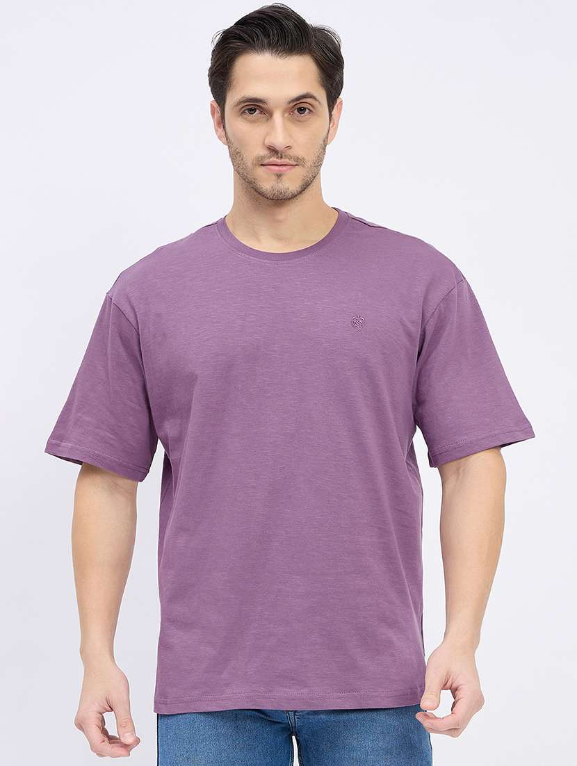 men solid short sleeve loose fit t-shirt