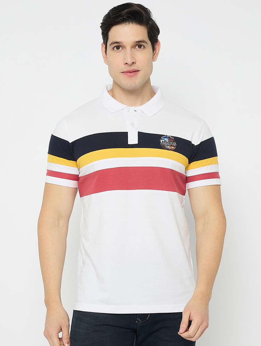 men color blocked short sleeve polo t-shirt