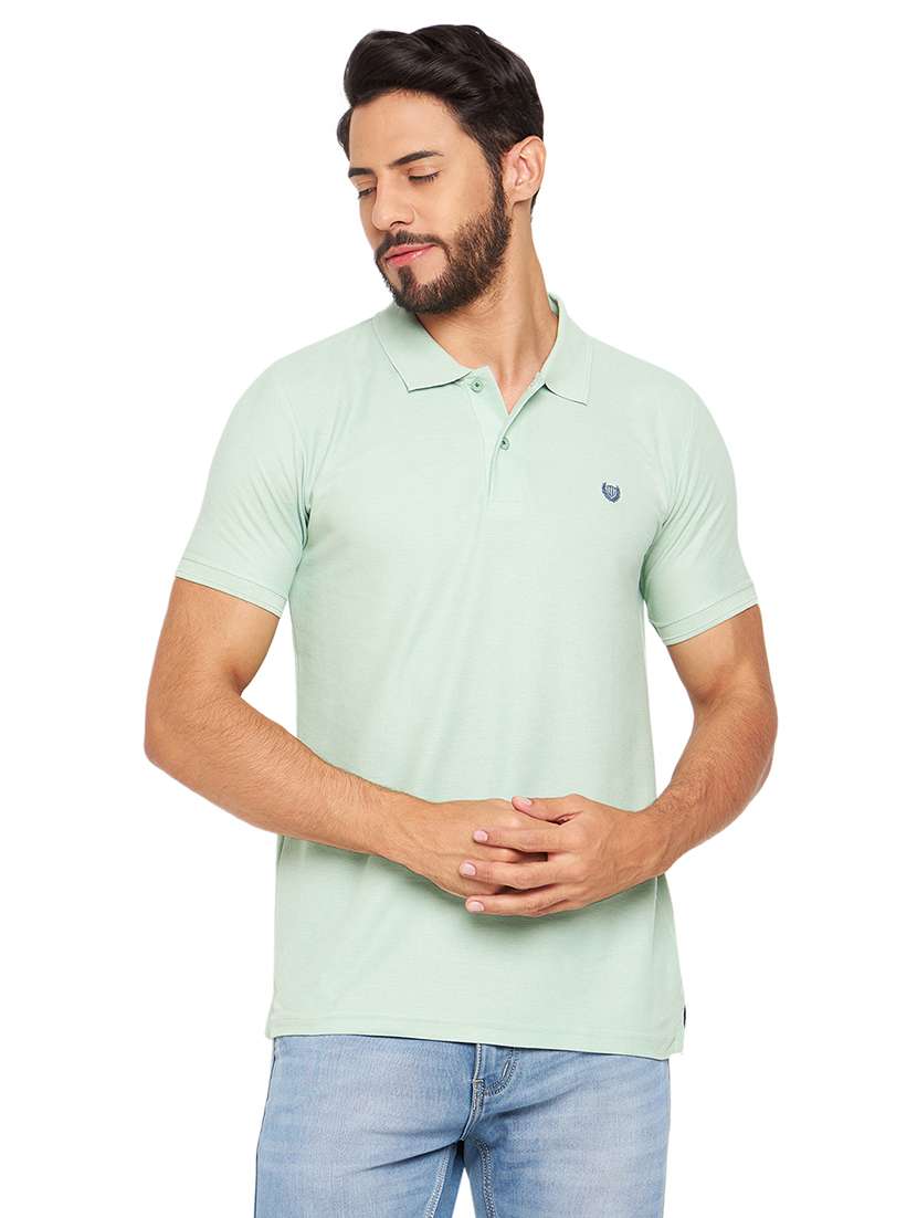 men solid short sleeve slim fit polo t-shirt
