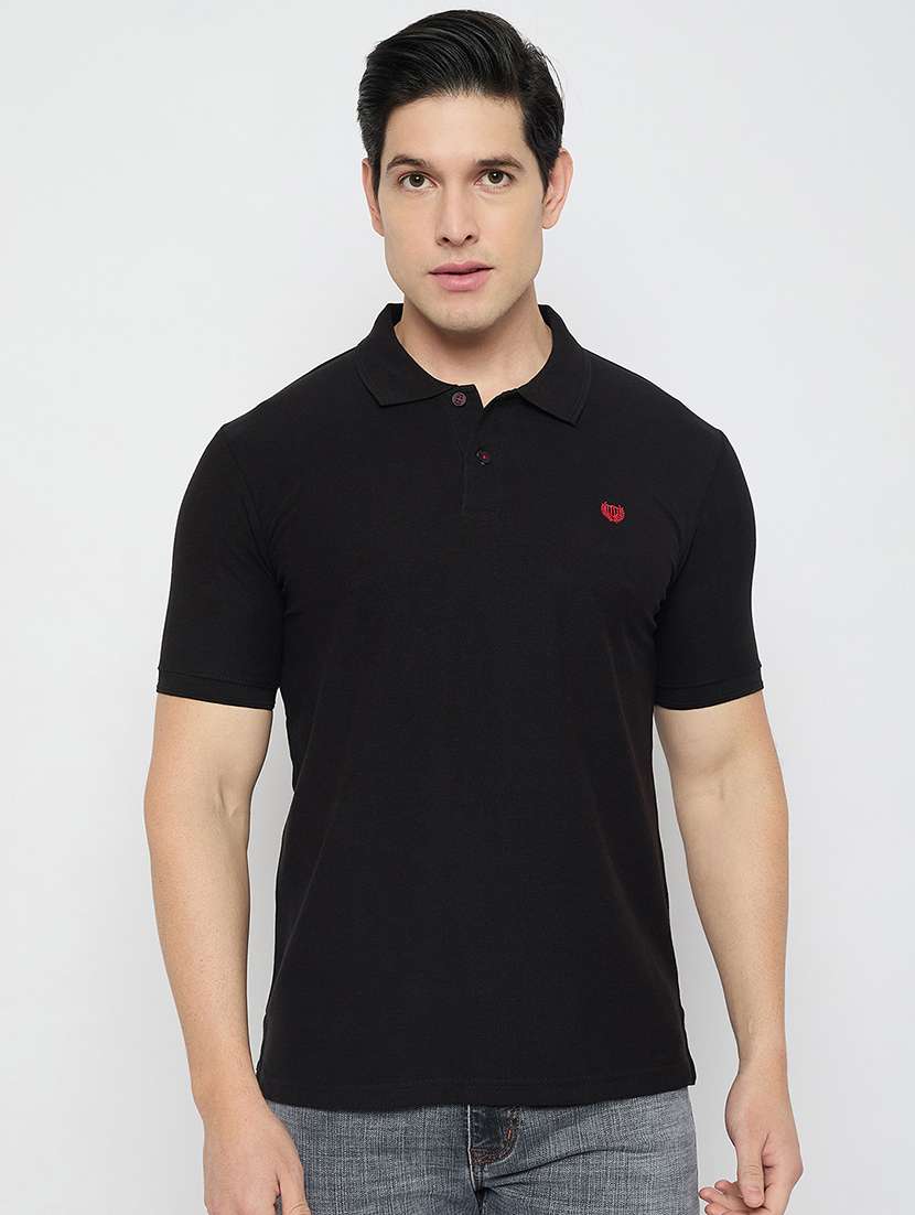 men solid short sleeve slim fit polo t-shirt