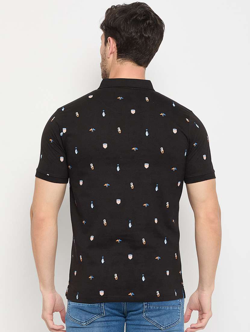 men printed short sleeve polo t-shirt - 22264630 -  Standard Image - 3