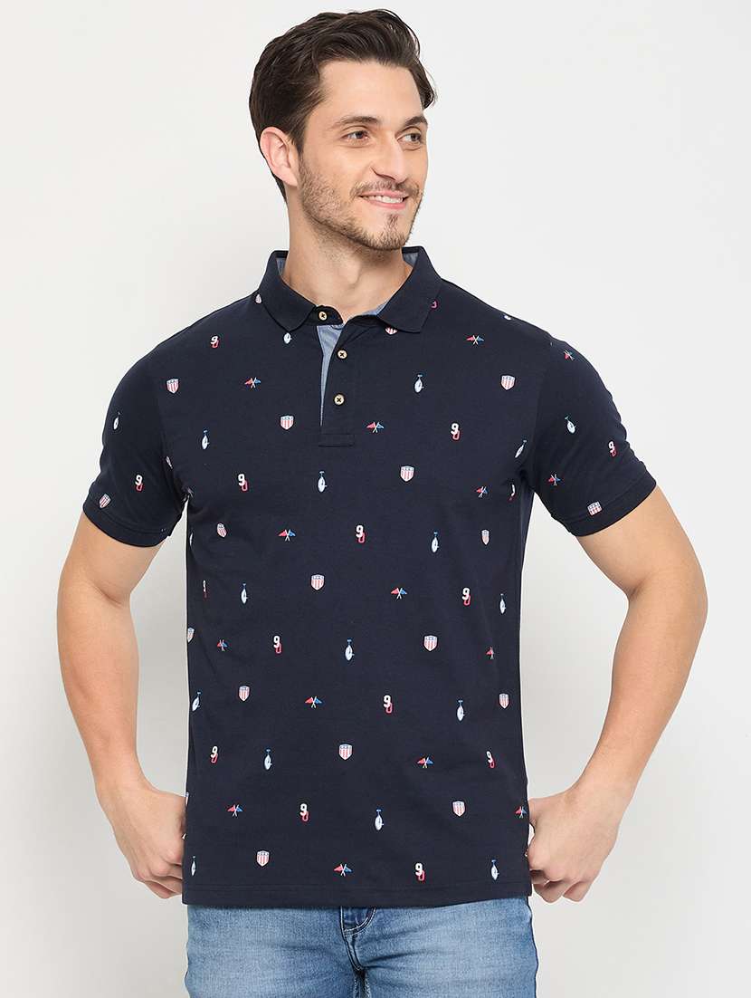 men printed short sleeve polo t-shirt