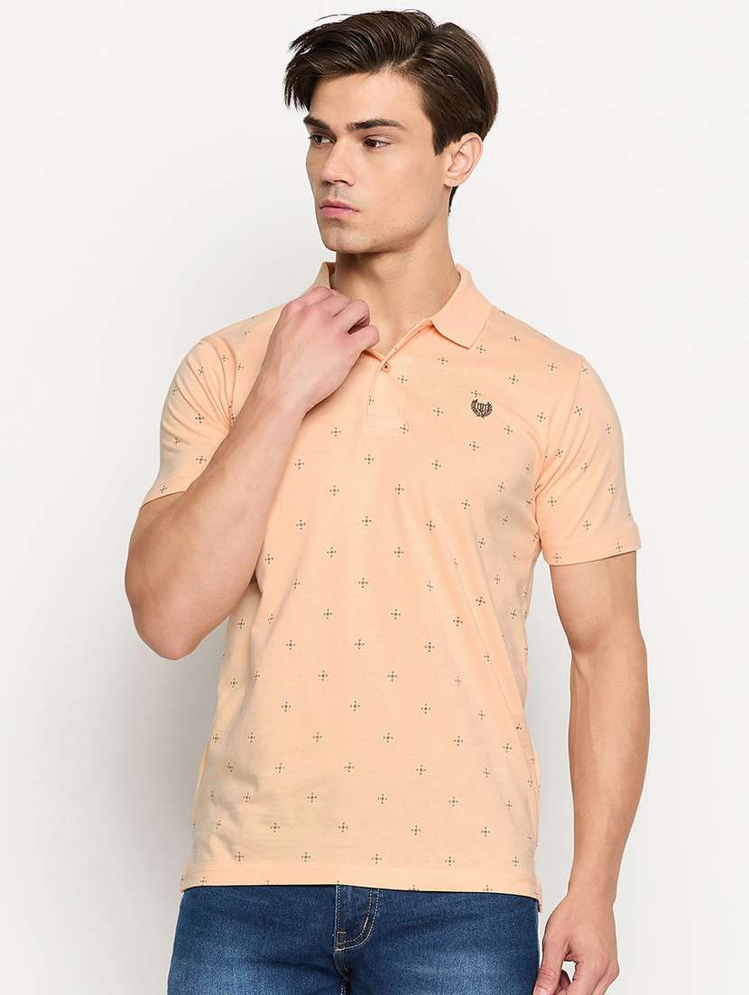 men printed short sleeve polo t-shirt
