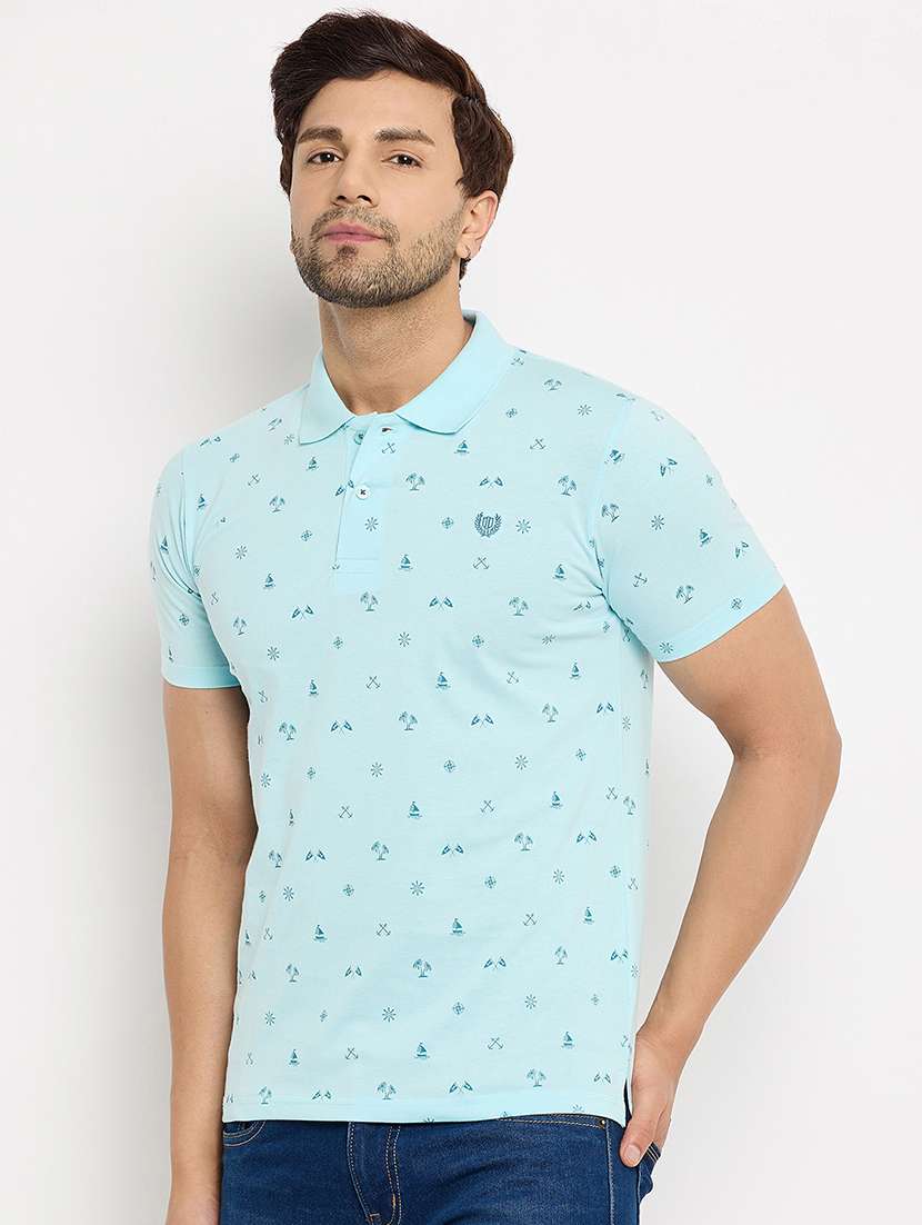 men printed short sleeve polo t-shirt