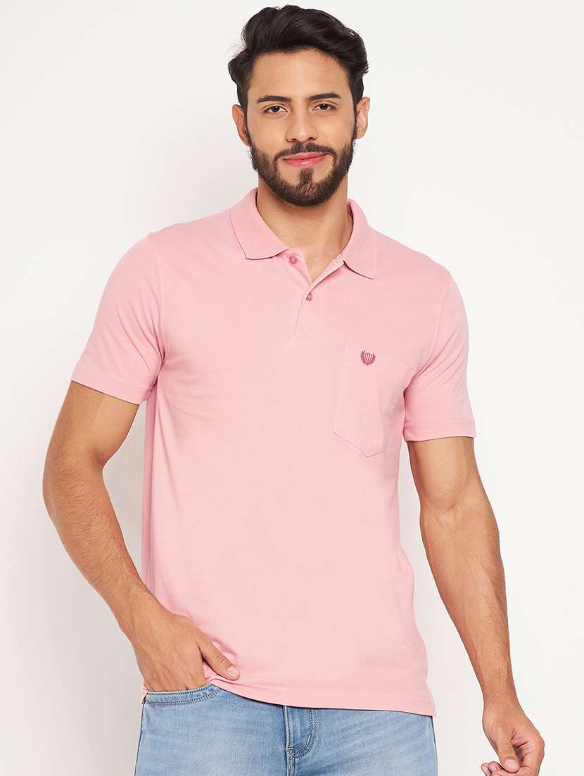 men solid short sleeve slim fit polo t-shirt