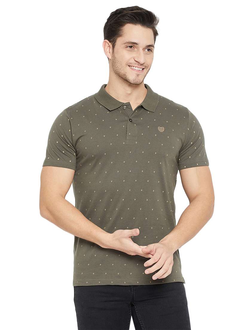 men printed short sleeve polo t-shirt