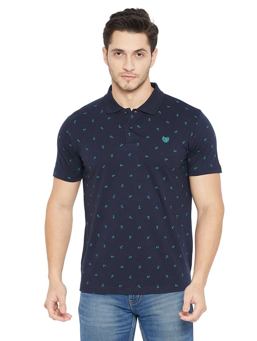 men printed short sleeve polo t-shirt