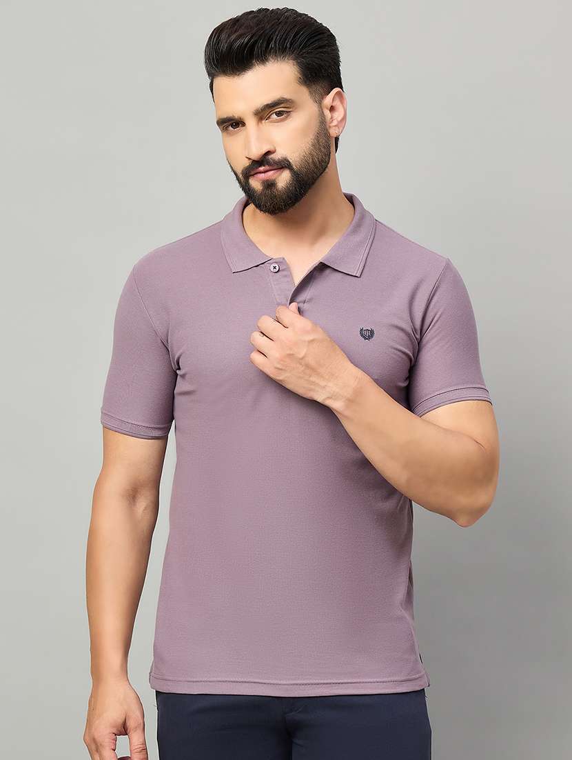 men solid short sleeve polo t-shirt