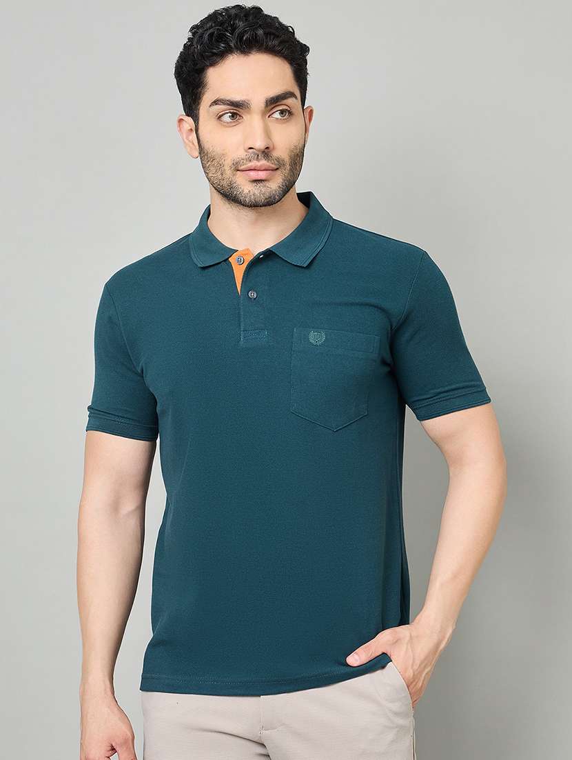 men solid short sleeve polo t-shirt