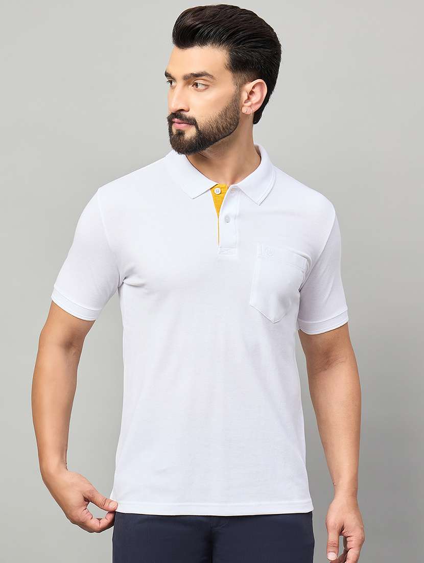 men solid short sleeve polo t-shirt