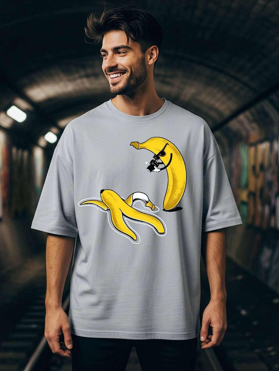 men printed short sleeve oversized t-shirt - 22264714 -  Zoom Image - 0