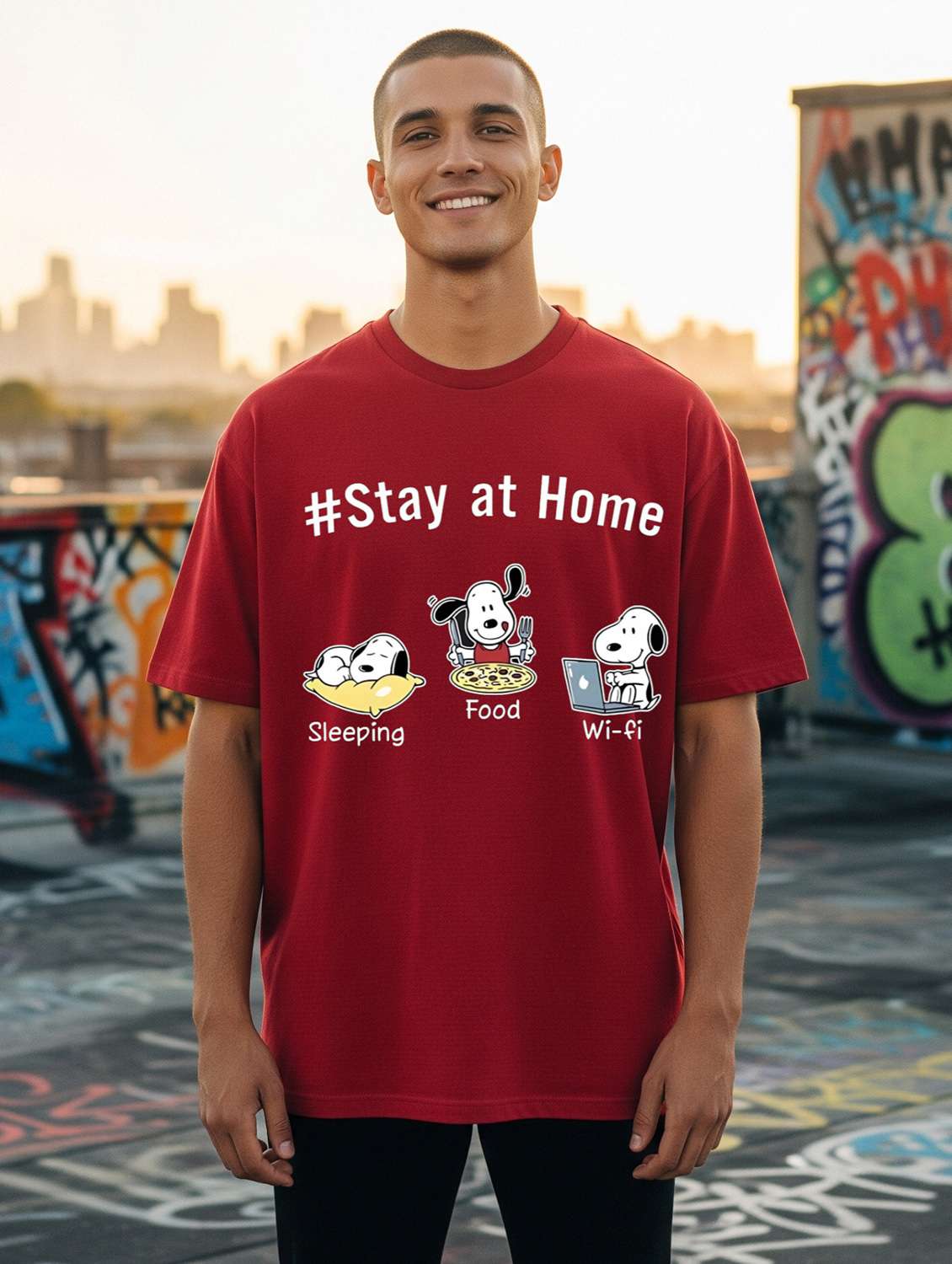 men printed short sleeve oversized t-shirt