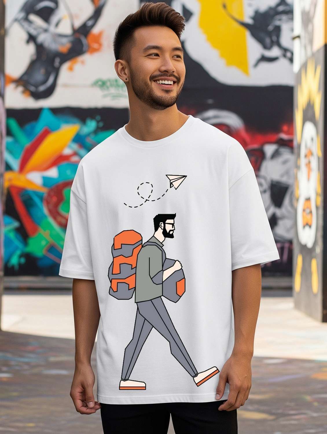 men printed short sleeve oversized t-shirt