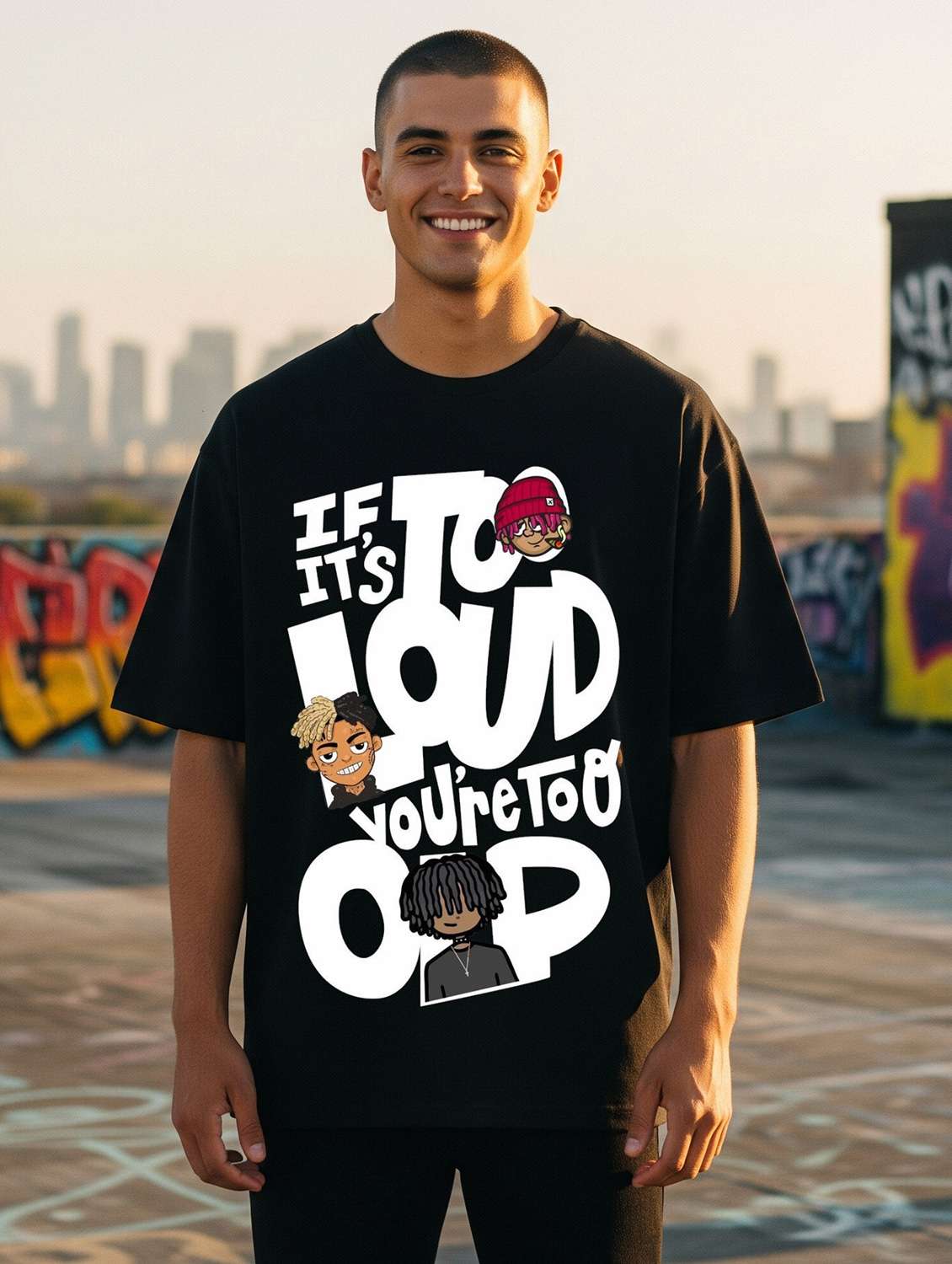 men printed short sleeve oversized t-shirt