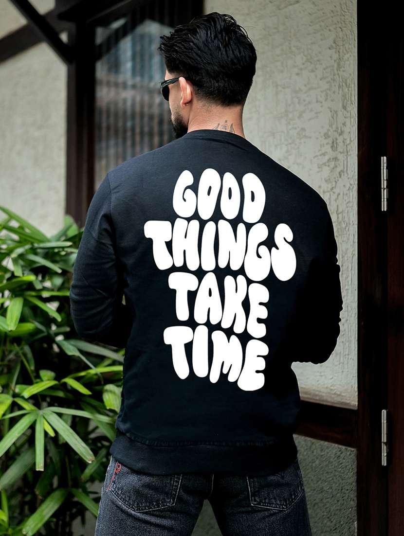 men typographic long sleeve regular fit sweatshirt