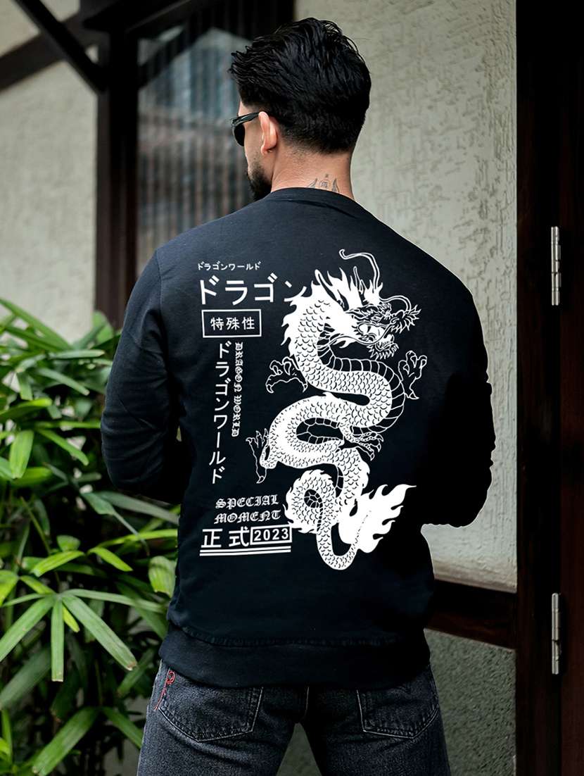 men printed long sleeve regular fit sweatshirt